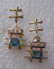3 diamond bard turquoise earrings