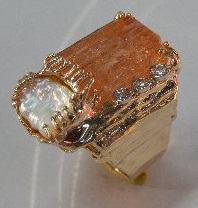 imperial topaz crystal diamonds Biwa pearl 107 sm